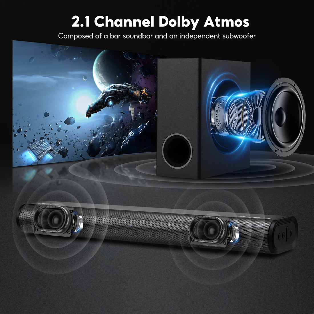 AIYIMA S07 Dolby 2.1 Sound Bar 150W Soundbars With Wireless Subwoofer for TV 3D System Speaker Bluetooth HDMI/Aux/Opt/USB