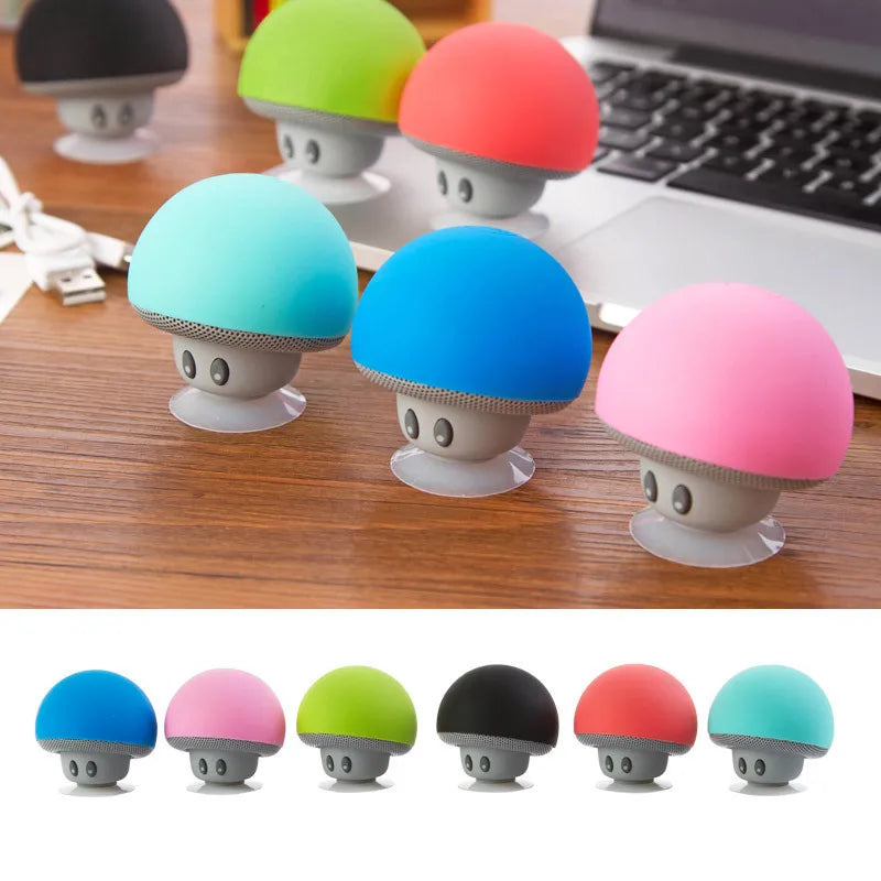 Mini Bluetooth Speakers Cute Mushroom Design Portable Wireless Sound Box For PC Suction Cup Phone Holder Walkman for Girls Pink