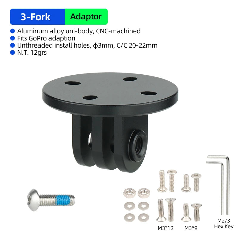 CNC-machined Alloy Connector for Wahoo Computer Stand Vertical Horizontal Mount Adaption Optional Countersunk or Flat Head Bolts