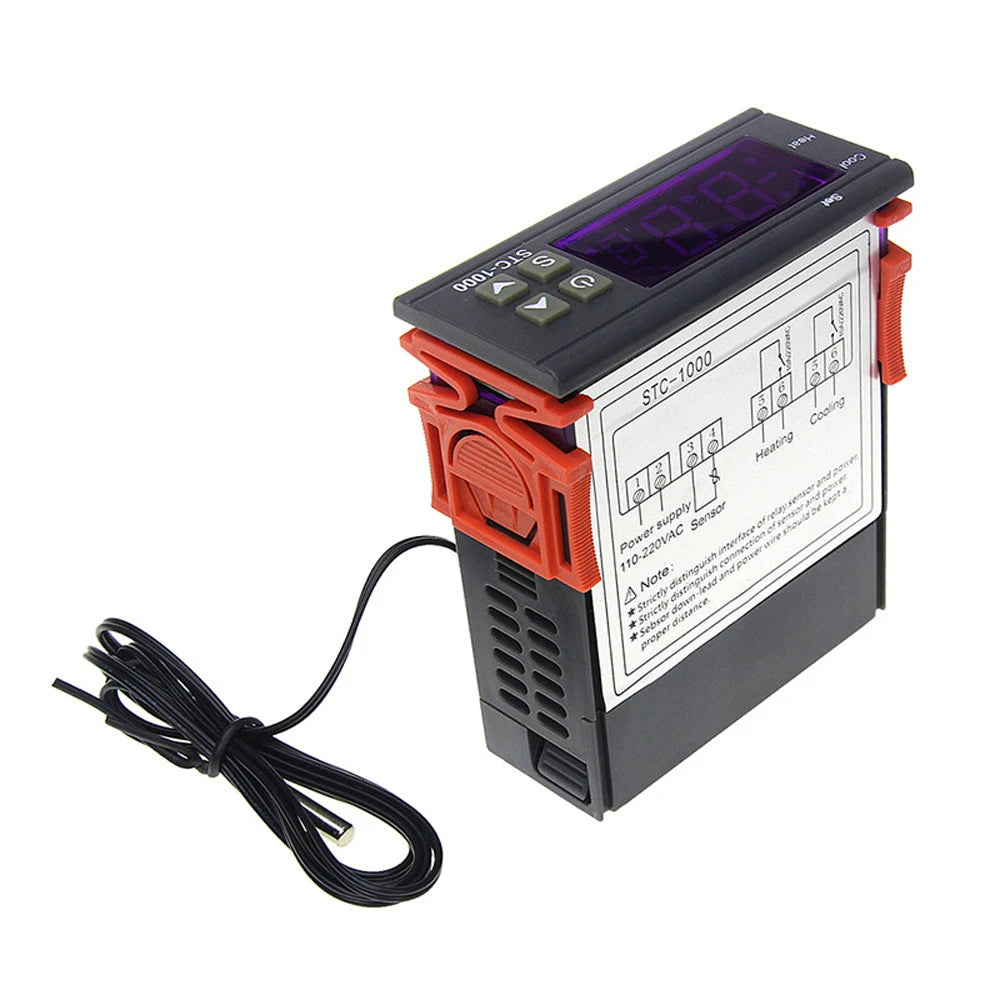 STC-1000 Digital LED Temperature Controller Heating Cooling Centigrade Thermostat 2 Relays Output with NTC Sensor Probe 12v 24v