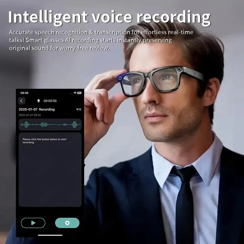 2026 AI Smart Glasses with 8MP Camera Video Recording 100+ Languages Translation Sunglasses Bluetooth Call Music Play Men Women