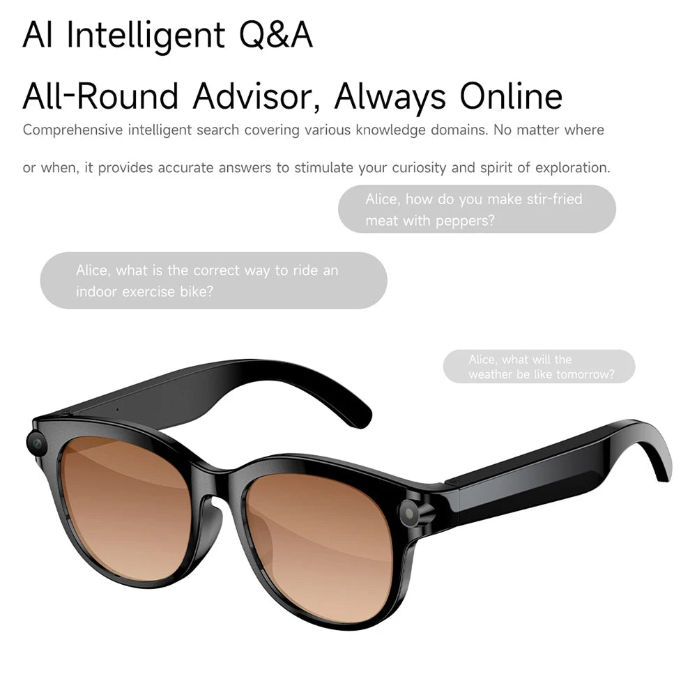 AI Smart Glasses Real-time Translation Dual Camera Bluetooth Call Sunglasses Shoot Audio Video Music Player Multifunctional Men