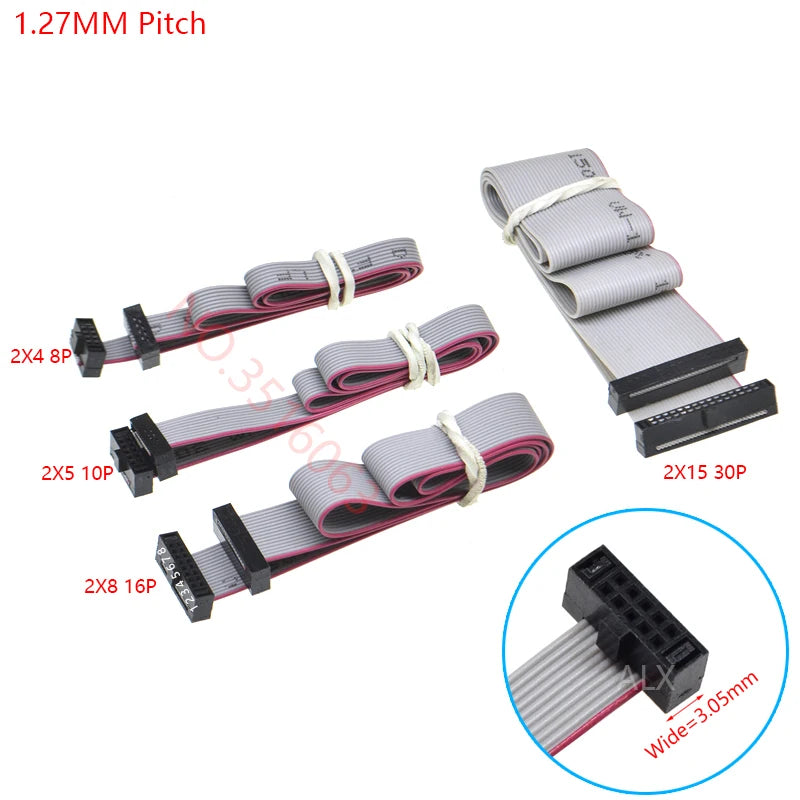 1PCS 1.27MM/2.0MM/2.54MM Pitch FC-6/8/10/16/20/40/50 Pin 20/30/50/CM Gray Flat Ribbon Jtag Isp Download Data Cable 1.27 2.0 2.54