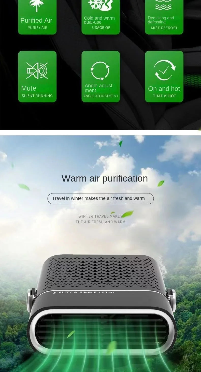 Car Heater Fan 12V/24V Car Heater Electric Cooling Heating Auto Windshield Defroster Defogging Demister Car Anti-Fog Heater