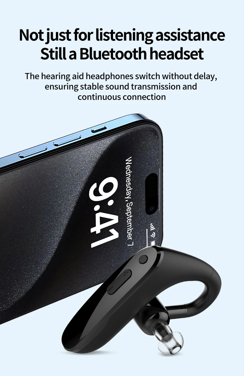 New Compact Lightweight Single Rechargeable Headphones Noise Cancelling Feature Ear-hook Earbuds Suitable For The Elderly