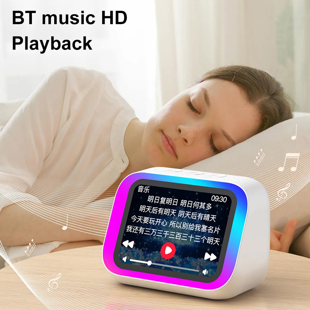 Smart Speaker Voice Assistant Portable BT Speaker Alarm Clock Home Speaker with RGB Lights for Home