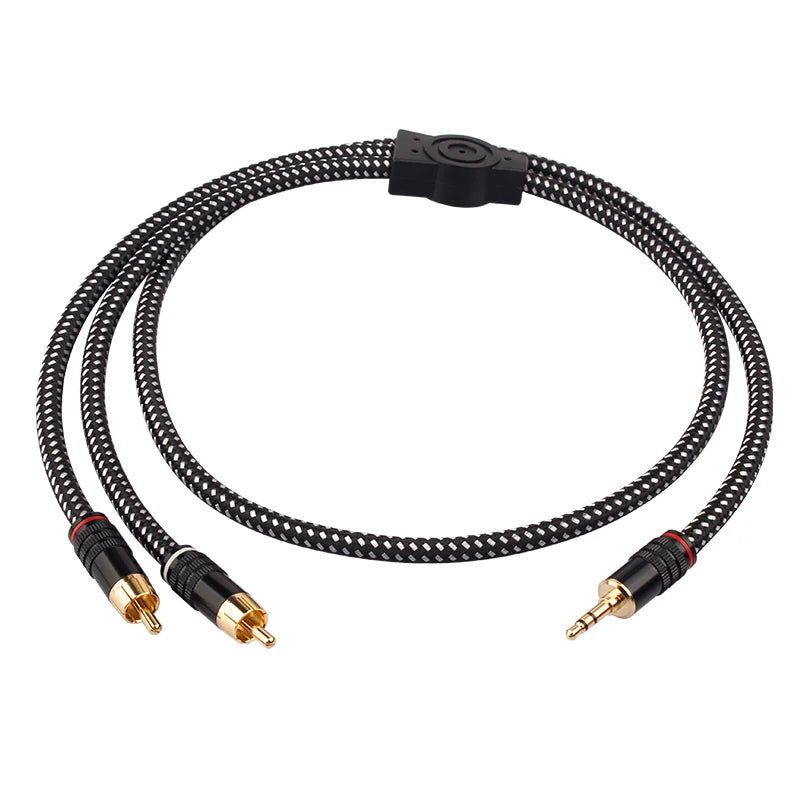 YYAUDIO HIFI 6N OFC Conduct 3.5mm to 2RCA Audio Cable Gold plated Plug 3.5mm Jack for Speaker Decoder Amplifiers