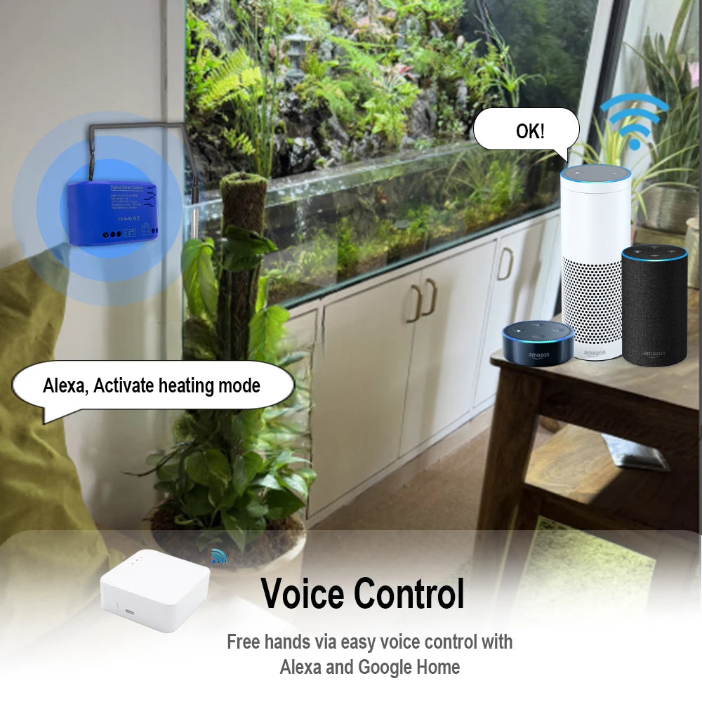 Zigbee Smart Temperature Switch 16A 2000W With Temperature Sensor Thermostat Data Monitoring Compatible With Alexa,Tuya