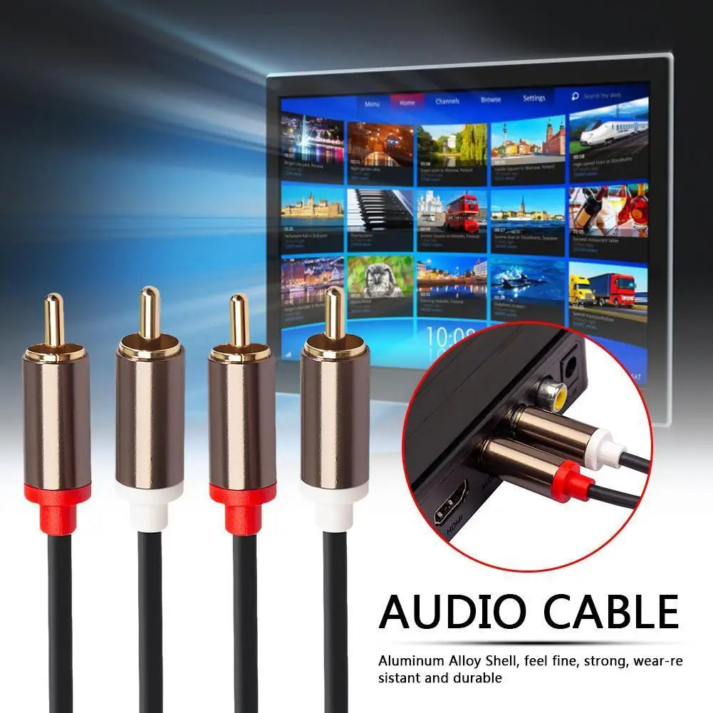 Audio Cord Audio Cable Male to Male 1m 2m 3m 2 RCA to 2 RCA Cable Cord Microphone Mixer for Home Theater DVD TV