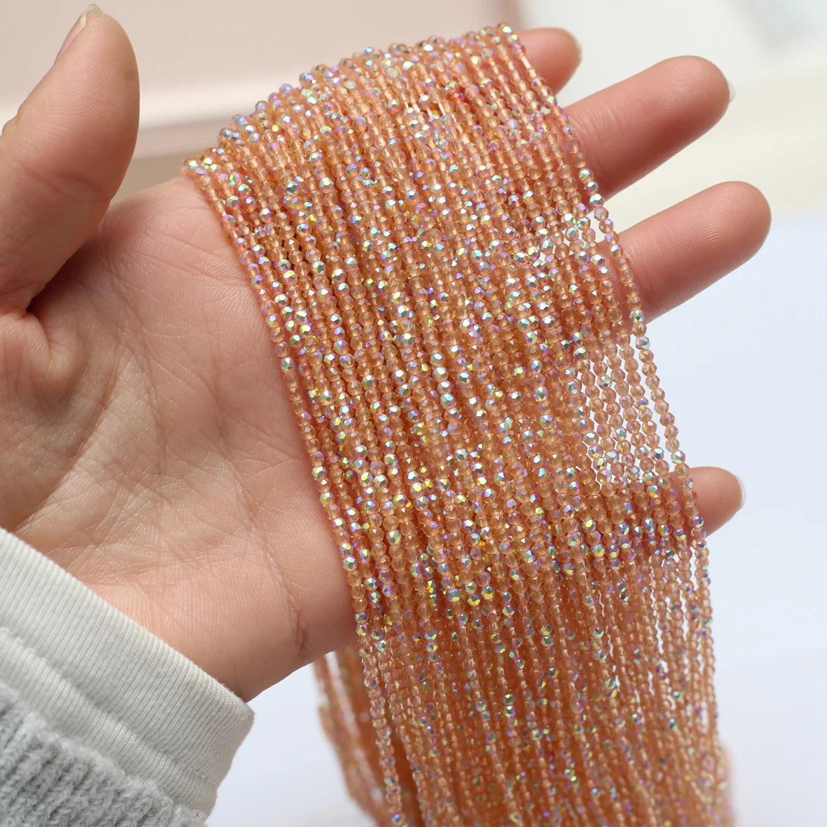 Natural Semi-Precious Stone Crystal Quartz Loose Beads Plating Color 2mm for Jewelry Making DIY Bracelet Necklace Lenght 38cm