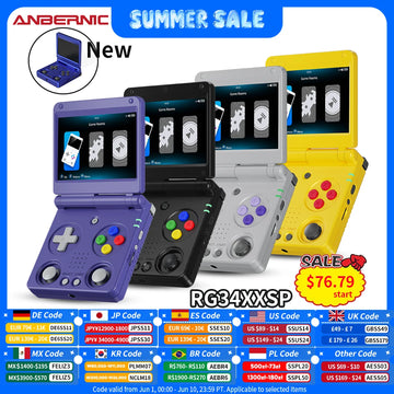 ANBERNIC RG34XXSP Flip Handheld Console 3.4'' IPS Screen Linux 64-bit 64G 5000+ Games Supports 5G WIFI HD-MI TV Output Streaming