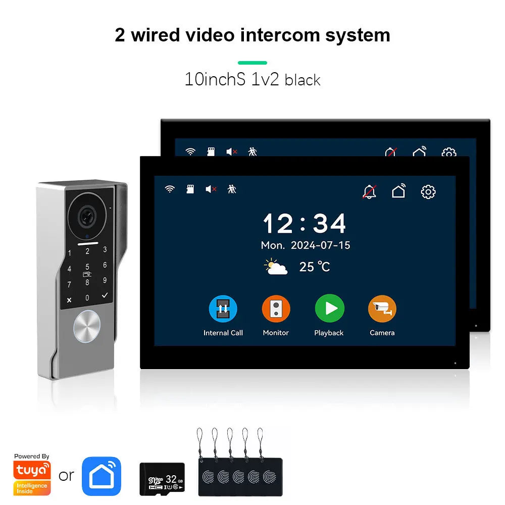 ANJIELO2Wire Digital Video Intercom System TUYA Smart 1080P Doorphone Camera Video Doorbell Support Gate DoorLockRemote Control