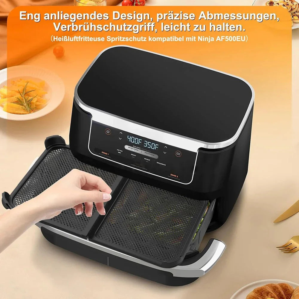 2nd generation Air Fryer Splatter Guard Heat Resistant for Ninja AF500 Air Fryer Reusable Foldable Oil Silicone Splatter Shield