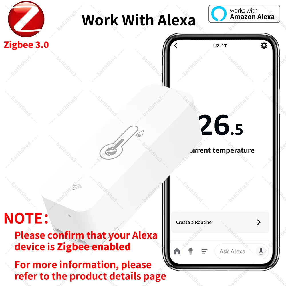 Zigbee 3.0 Temperature and Humidity Sensor Zigbee Hub Required work with Home Assistant Yandex Alexa ZHA Zigbee2MQTT