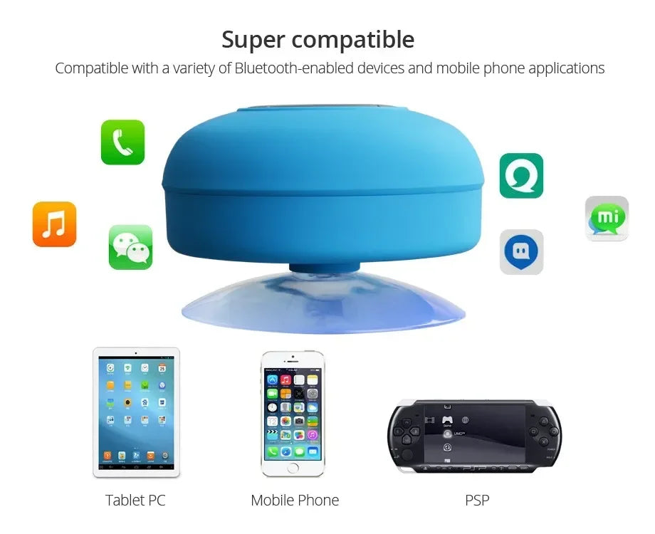 Portable Wireless Bluetooth Speaker Audio Waterproof Easy-Access Control Buttons Music Player for Office Car Home Shower Speaker