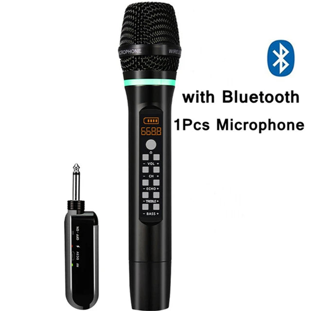 Professional UHF Wireless Microphone Handheld Bluetooth Karaoke Microphone Recording Studio Home Party Singing for Car Speaker