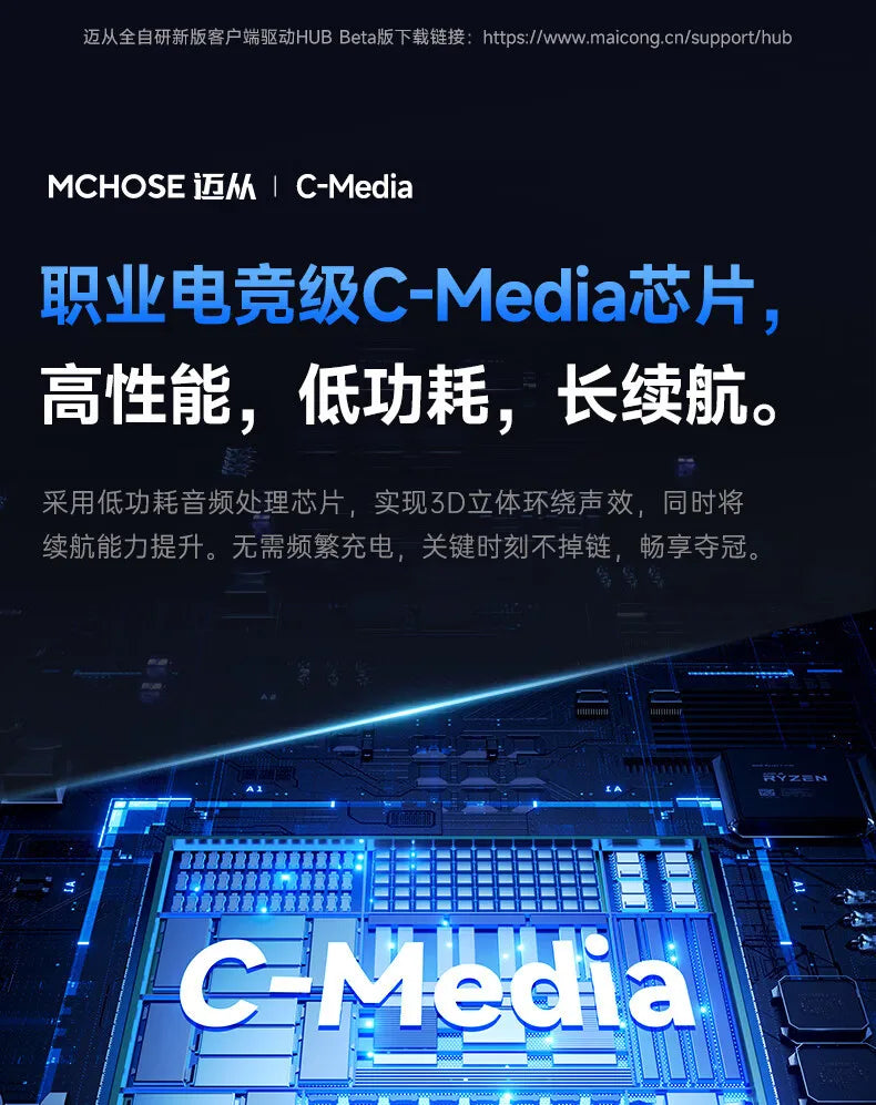 Newly Upgraded MCHOSE V9 Pro Over-Ear Gaming Headset with Four-Mode Connectivity Long Battery Life for Gaming and Entertainment