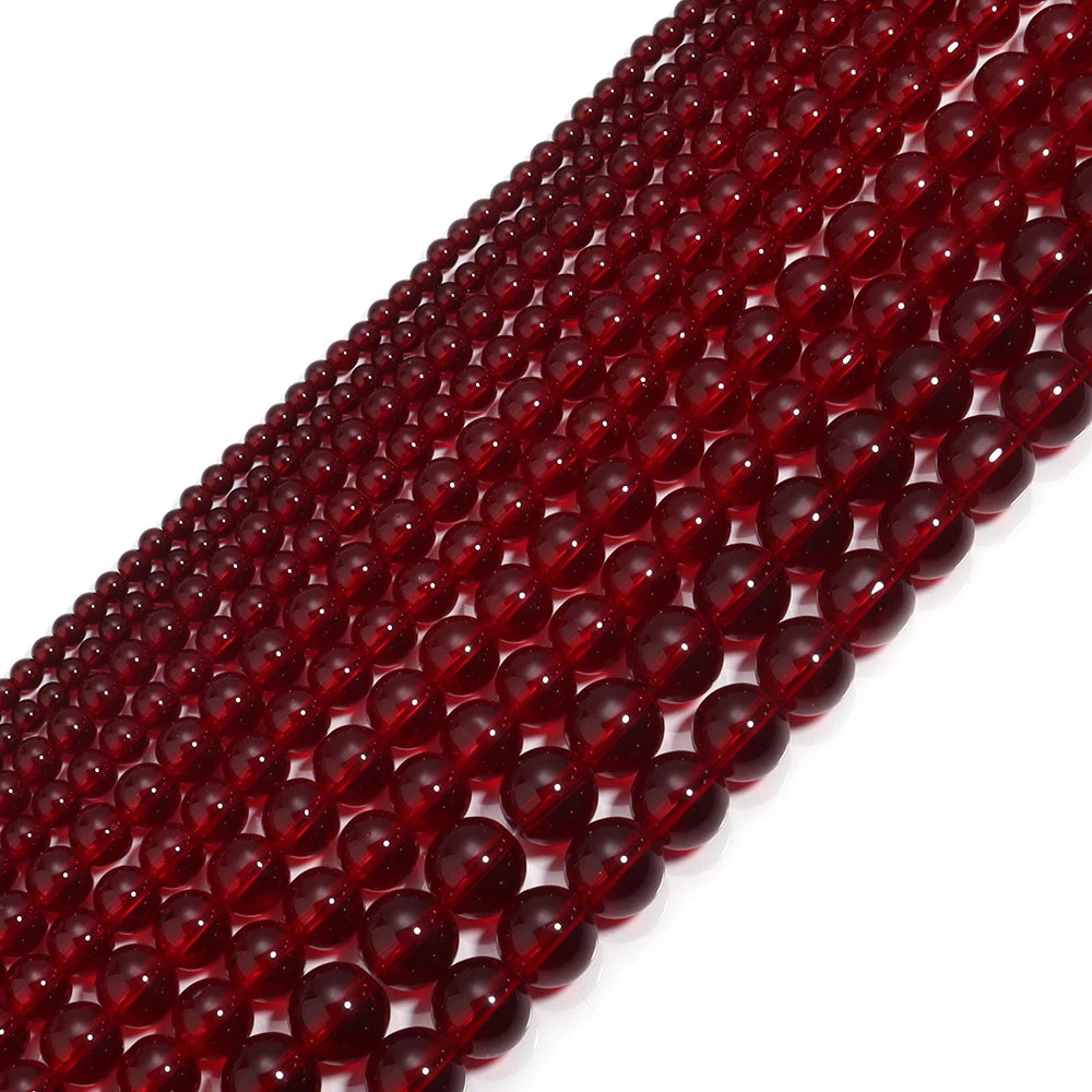 1 String Pomegranate Red  Beads Loose Round Beads Glass Spacer Beads For Jewelry Making DIY  Handmade DIY Bracelet Necklace Ring