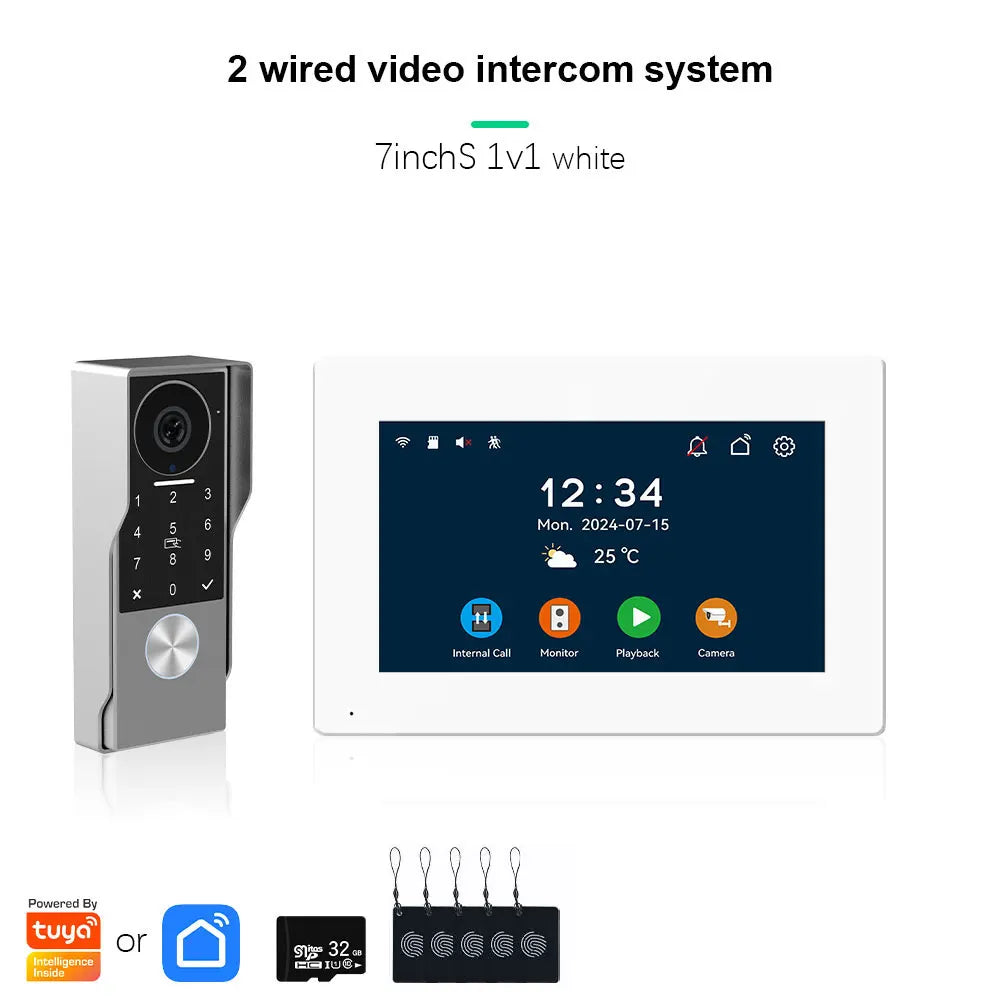 ANJIELO2Wire Digital Video Intercom System TUYA Smart 1080P Doorphone Camera Video Doorbell Support Gate DoorLockRemote Control