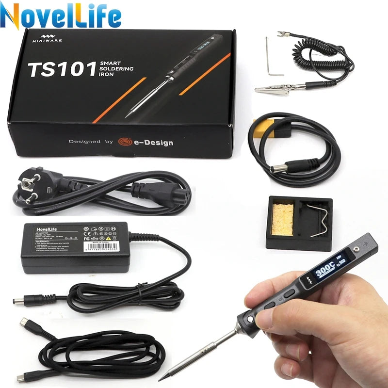 Original TS101 USB Electric Soldering Iron Kit Adjustable Temperature Digital Solder Station 24V 3A Power Supply TS100 Upgraded