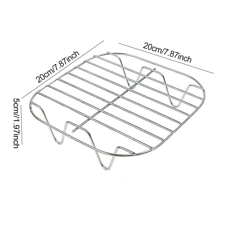 Air Fryer Universal Accessories Metal Oven Air Fryer Racks For Baking Stackable Grill Skewer Rack Fit All Airfryer 4.2Qt - 5.8Qt