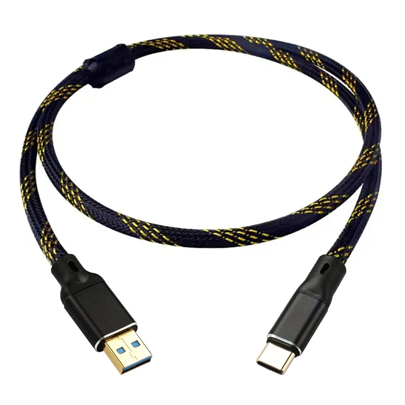 YYAUDIO Hifi USB Cable DAC A-B C-B C-C A-C Digital Audio High Quality OFC Silver Plating Type A to Type B Hifi Usb Typec Cable