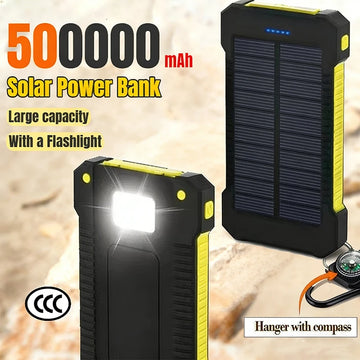 Dual USB Travel Power Bank 500000mAh Waterproof Outdoor Solar Portable Solar Phone Charger Solar For Xiaomi Camping Powerbanks