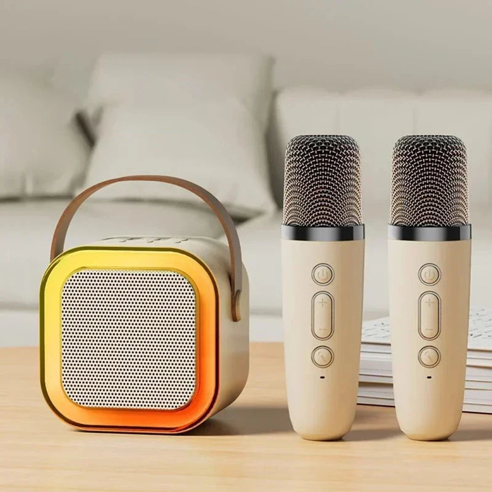Hot K12 Bluetooth Speaker Portable Home Cute Karaoke Mini Wireless Audio with 1/2 Microphone K Song Family Singing Machine