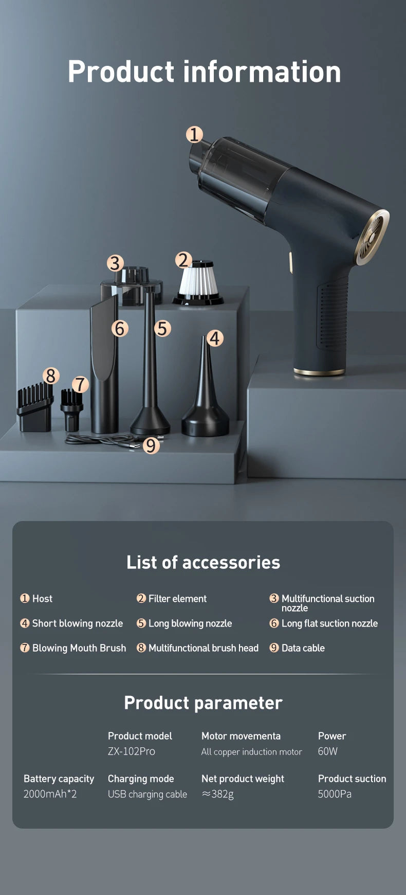 Youpin Car Vacuum Cleaner Powerful Cleaning Machine Strong Suction Handheld For Car Home Portable Wireless Cleaner New Mi