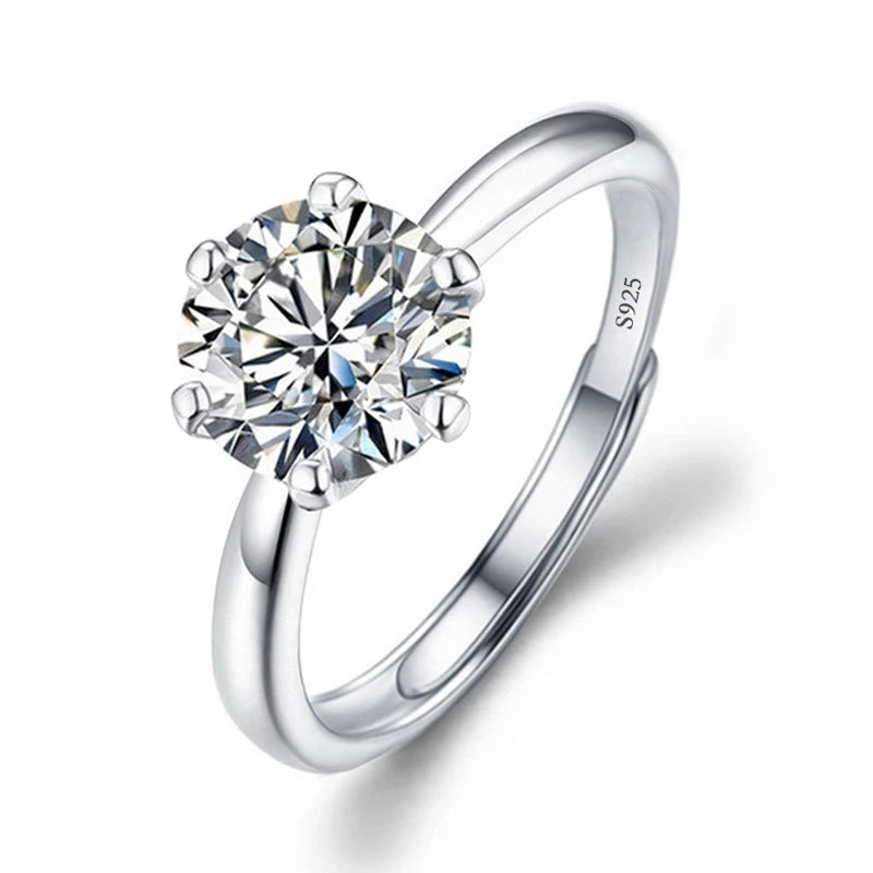 Moissanite Engagement Finger Rings Inlaid Diamond Open Ring For Women 925 Silver Promise Wedding Adjustable Rings Fine Jewelry