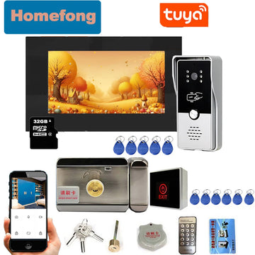 Homefong 7 Inch 1080p Touch Screen Tuya Wifi Video Door Phone Home Intercom Doorbell with Camera Electronic Lock Remote Unlock
