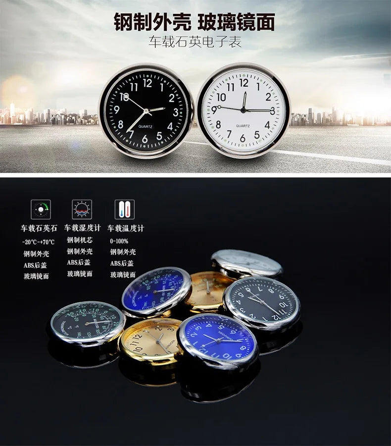 Car Clock Luminous Auto Ornament Mini Automobiles Internal Stick-On Digital Watch Mechanics Quartz Clocks 40mm 43mm