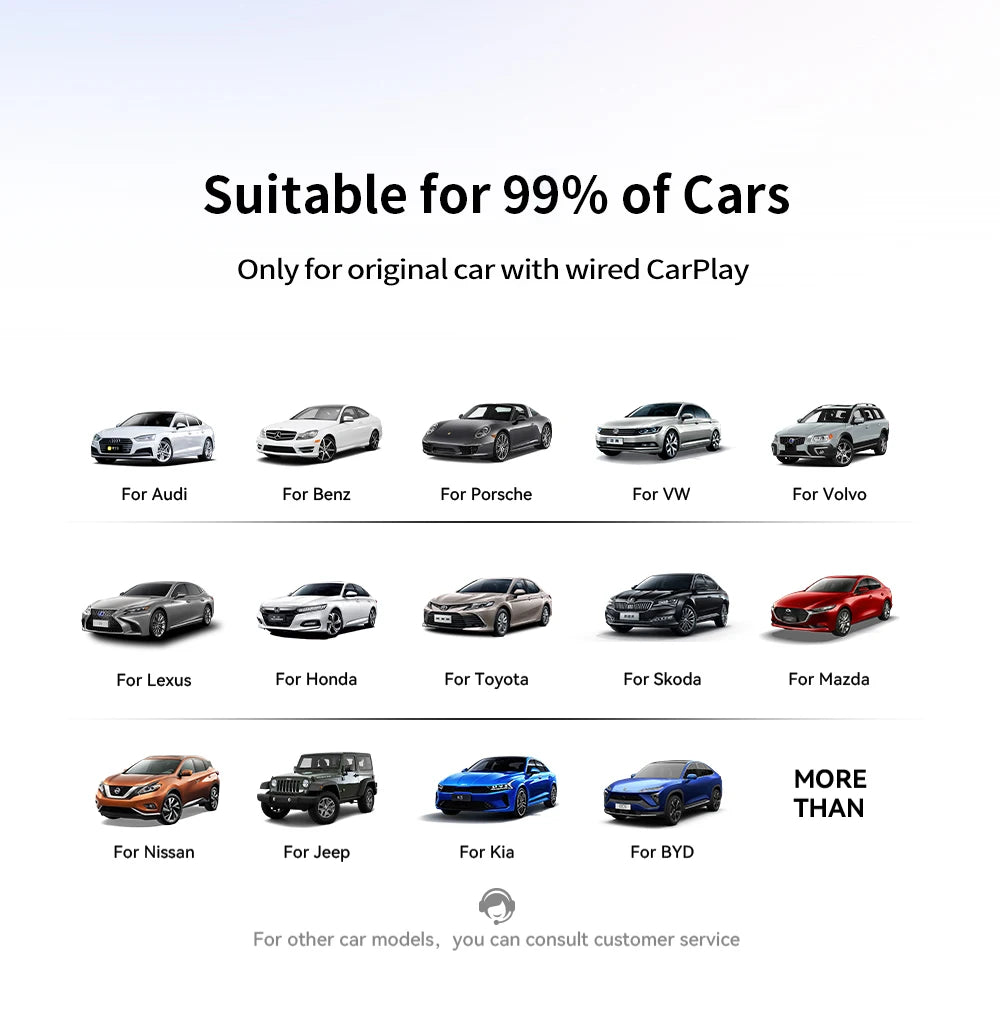 Carplay Wireless Adapter Android Auto 2in 1 Smart Dongle 2025 5G WIFI For iphone Android Phone For Volvo Benz Mg Kia Chery VW
