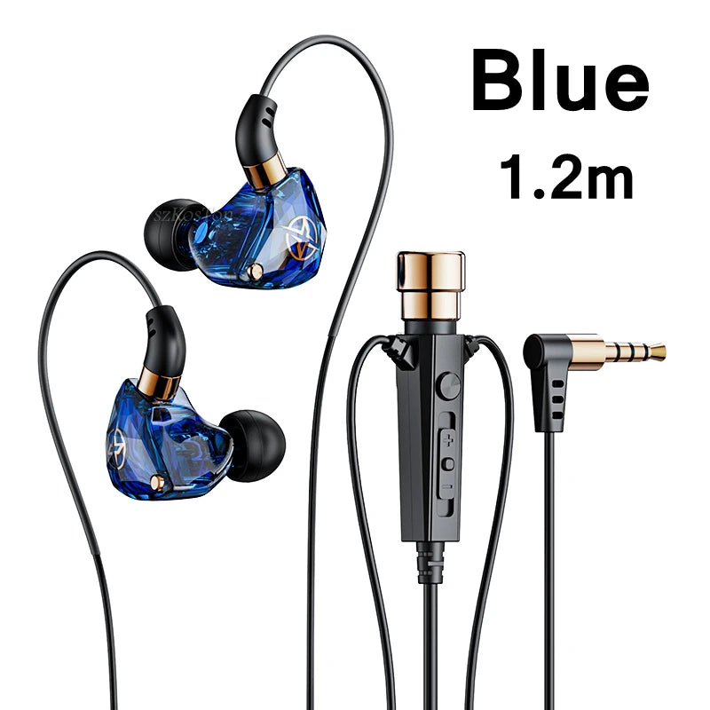 Wired HiFi Headphones with Mini Condenser Microphone Bass Dynamic Earphone Noise-Cancelling Headset for Sports Music Karaoke