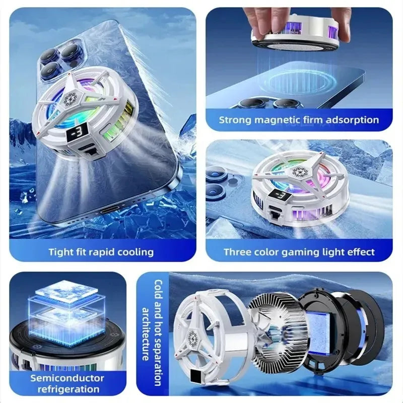 Magnetic Phone Cooler for PUBG Mobile Semiconductor Freeze Tech Digital Temp Display Back Clip Design Freeze Cooling