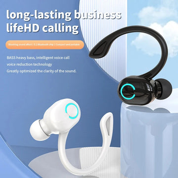 Bluetooth 5.2 Business Wireless Headphone Ear-Hook Mini HIFI Bass Noise Cancelling Earphone With Mic Sport Game Headset