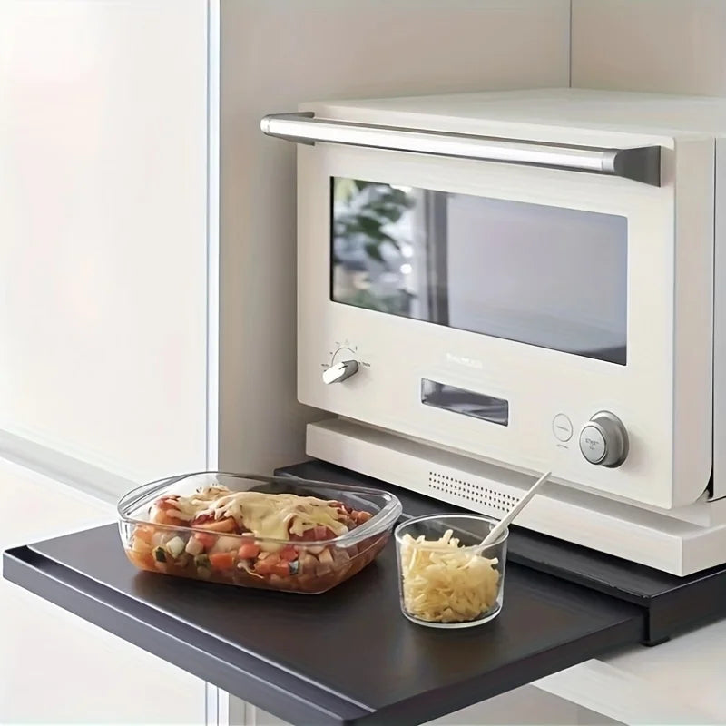 Modern Metal Utility Rack with Pull-Out Shelves & Drawers – Versatile Microwave Stand for Oven, Cookware and Tabletop Storage