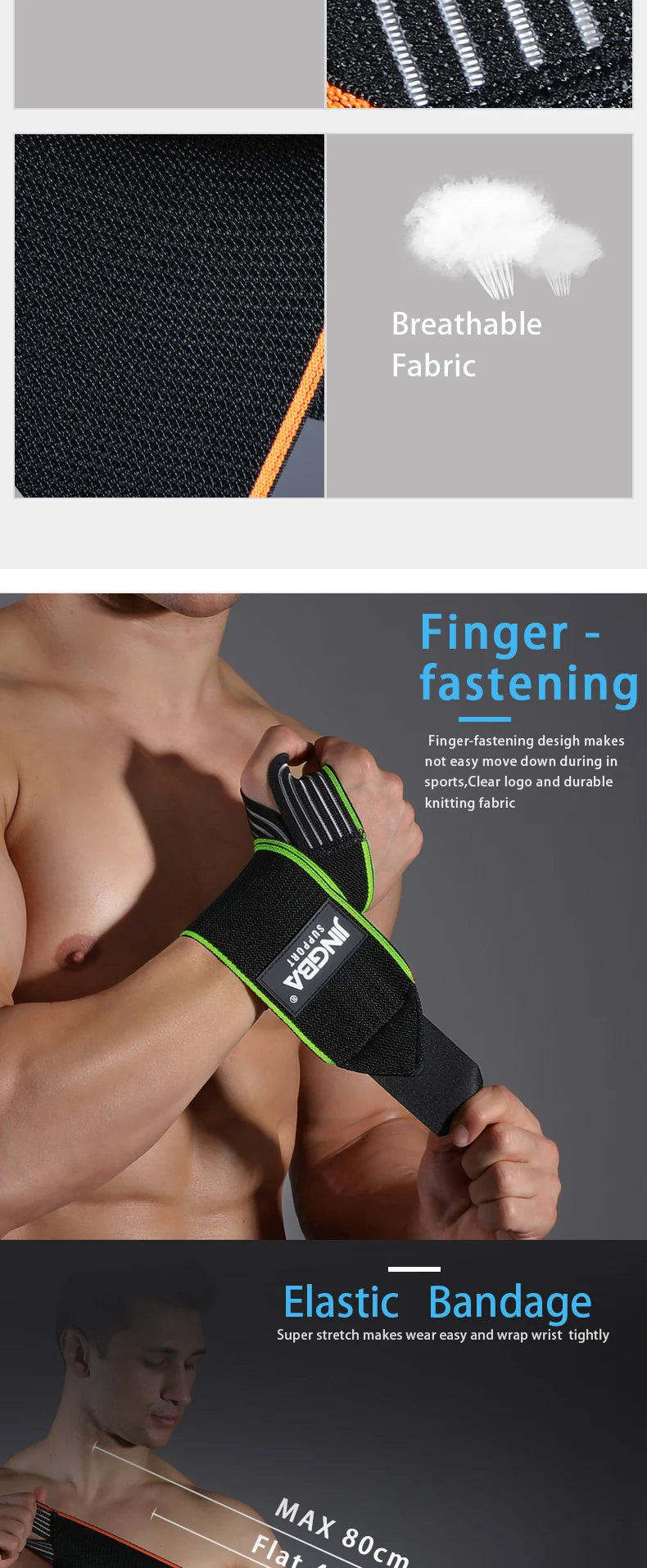 Fitness Wrist Wraps Weight Lifting Gym Wrist Straps Cross Training Padded Thumb Brace Strap Power Hand Support Bar Wristband