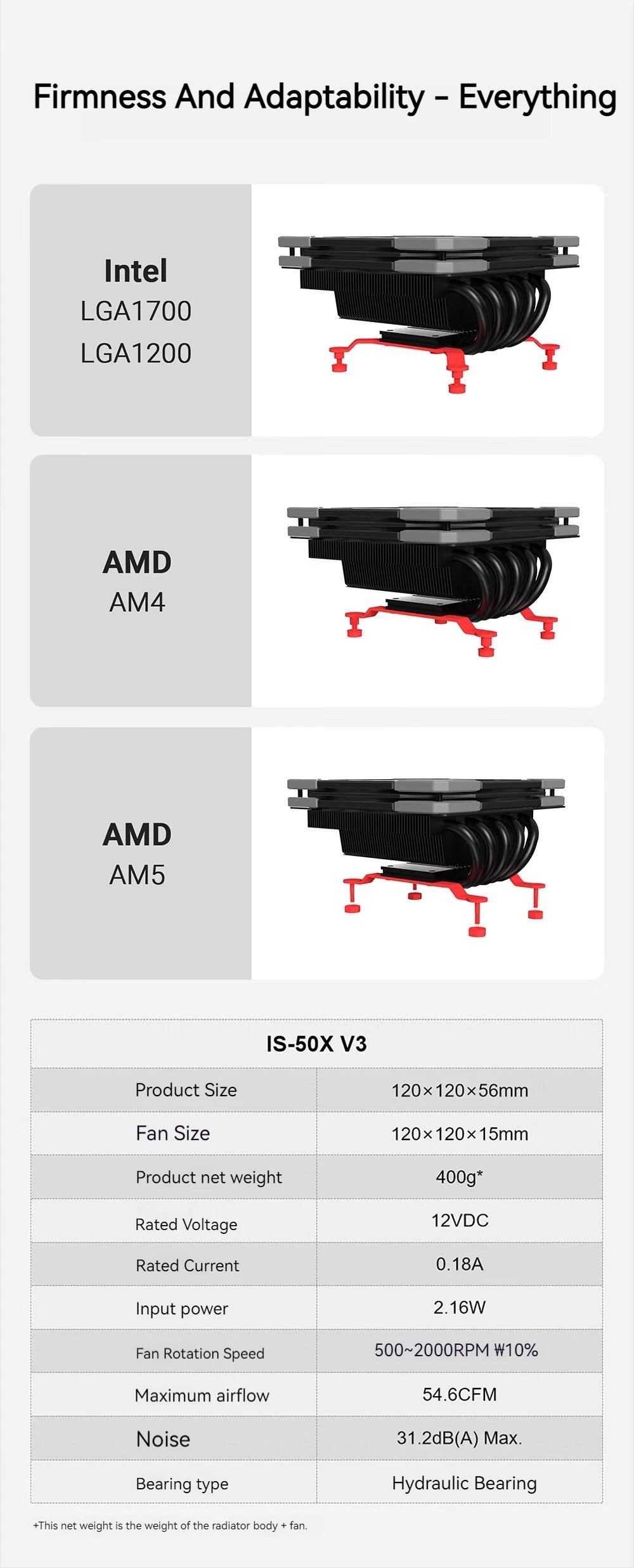 ID-COOLING IS-50X ITX Air-cooling CPU Cooler 5 Heat Pipes 4Pin PWM 12015 Fan For Intel LGA 1700 1200 AM4 AM5 Processor Cooler