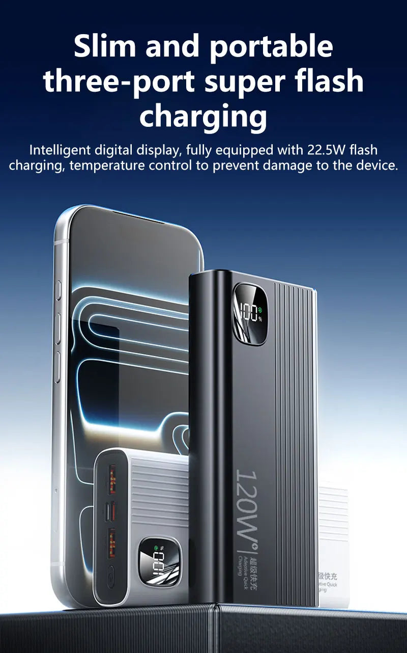 500000mAh Power Bank 120W Super Fast Charging Portable Mobile Power Digital Display Ultralarge Capacity External Battery 2026