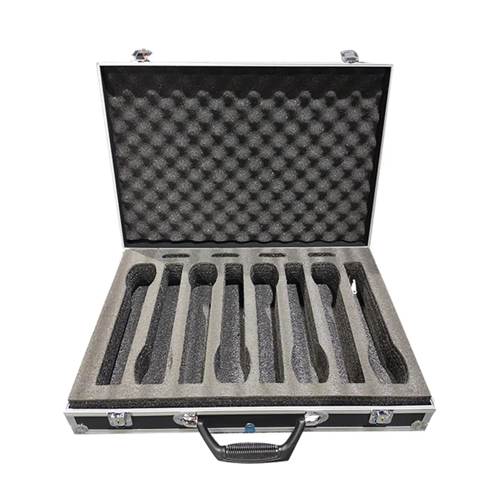 Microphone Case Studio with Sponge Lining Impact Resistant Instrument Box Singing Professional Hard Shell Mic Case for 4/8 Mics