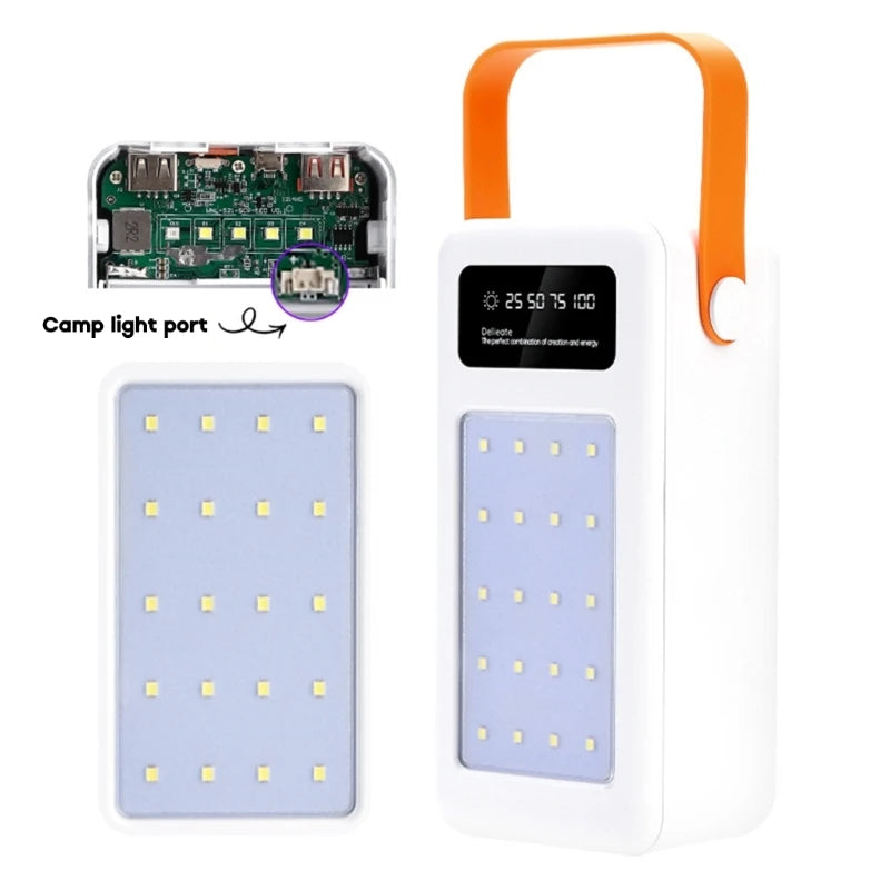 DIY Power Bank Case 18650x21 PD QC4.0 3.0 22.5W Fast Charge Battery Storage Box with Micro Type-c Charging Cable Camping Light