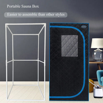 Portable Black Full Size Steam Sauna tent–Personal Home Spa, with Steam Generator, Remote Control, Foldable Chair, PVC pipes. Ea