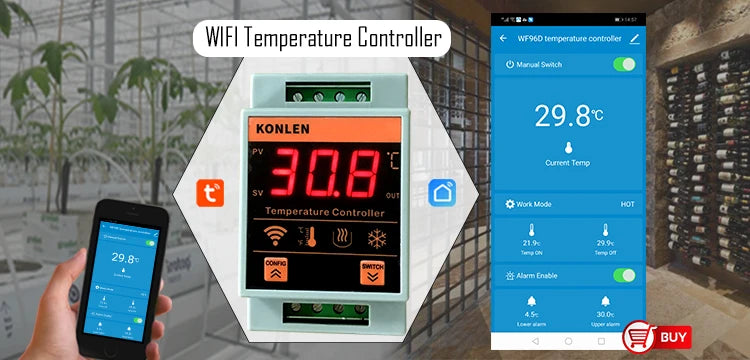 WIFI Dual Temperature Sensor Controller Tuya Thermometer Thermostat with 2 External Probe Boiler Water Heater Freezer Smartlife