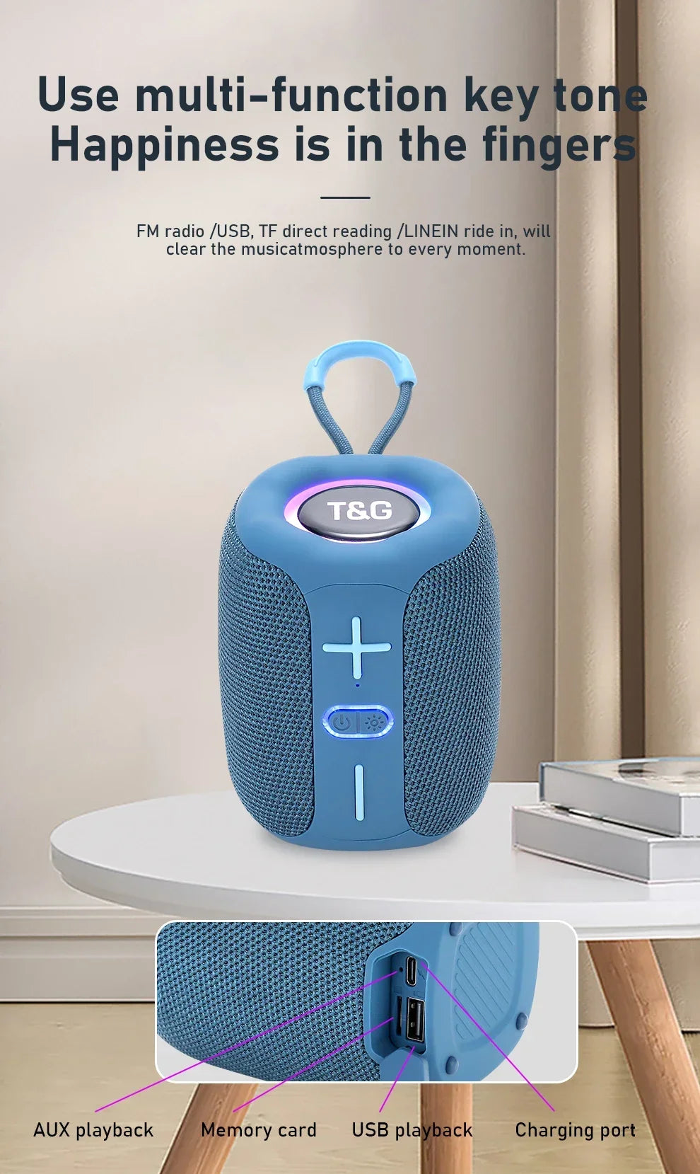 T&G TG658 Bluetooth Speaker Portable Wirelress Soundbar FM Radio AUX TF Card Play Outdoor Fun Camping Riding Hiking Music Box