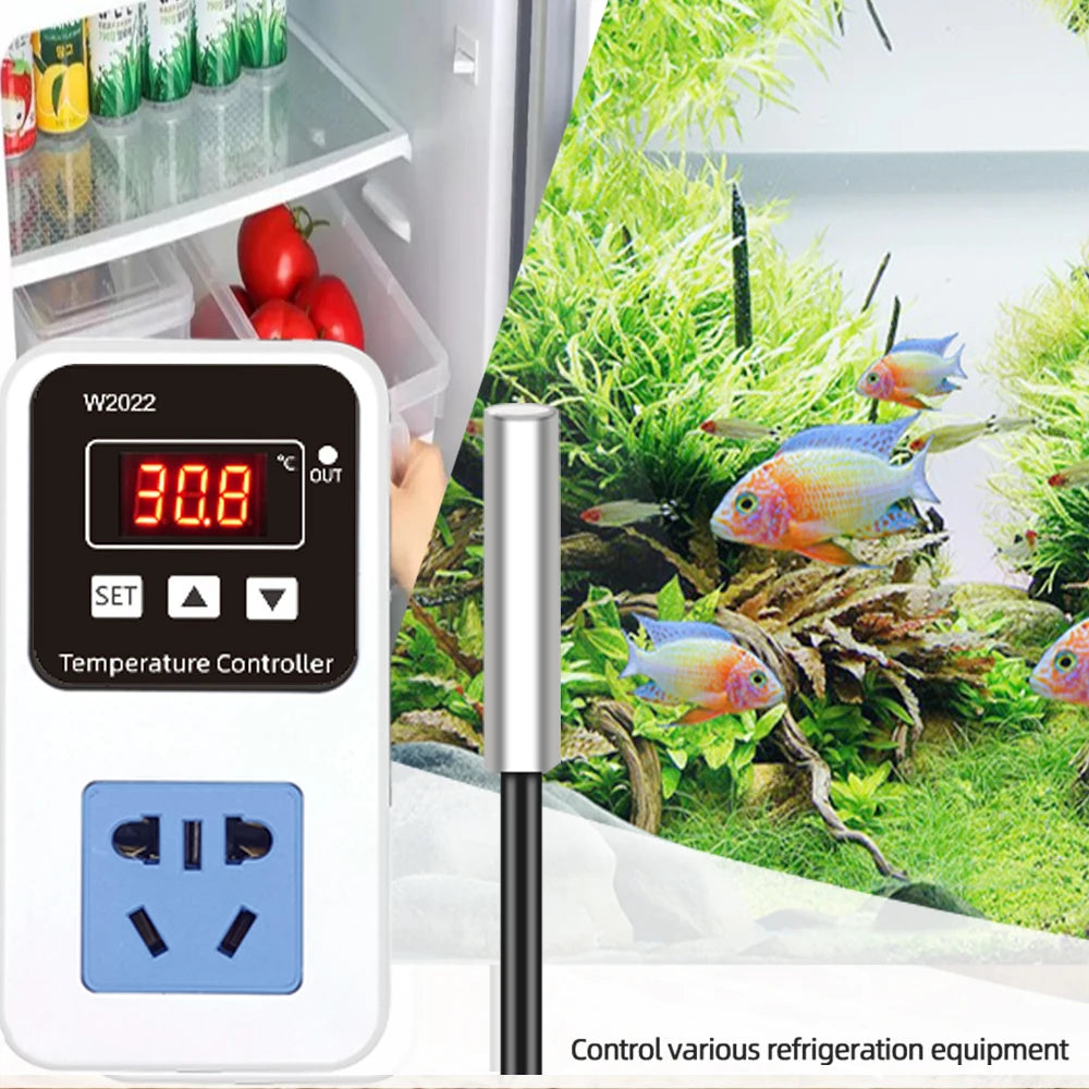 W2022 Temperature Controller AC110/220V LED Display Digital  Thermostat 1500W Smart Microcomputer Precise Temperature Control