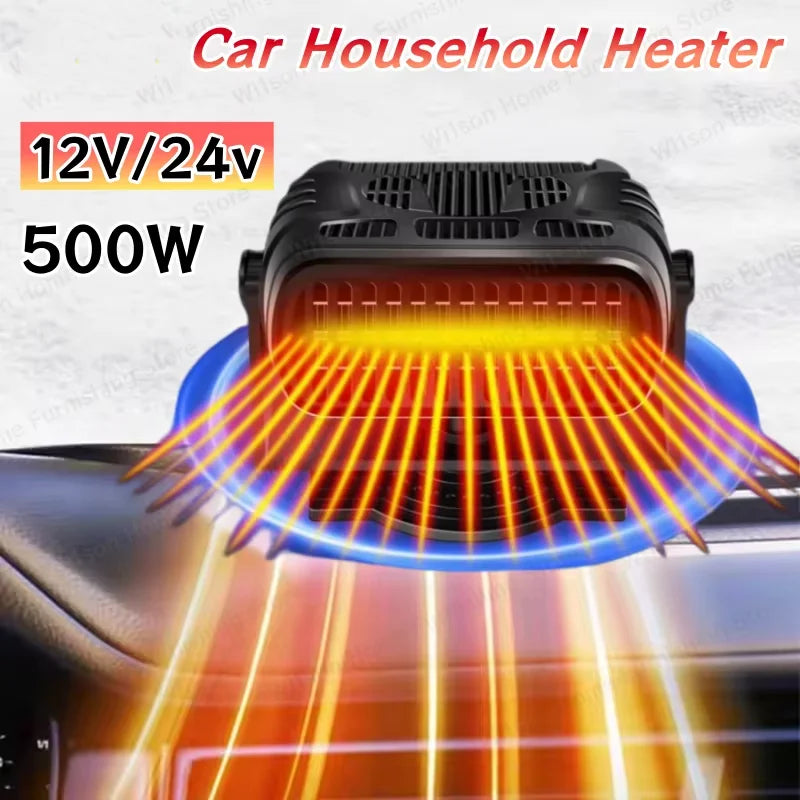 Car Heater 12V/24V Heater Portable Defogger Defroster Heating Fan 200W Dryer Windshield Defogging Household Heater 2026