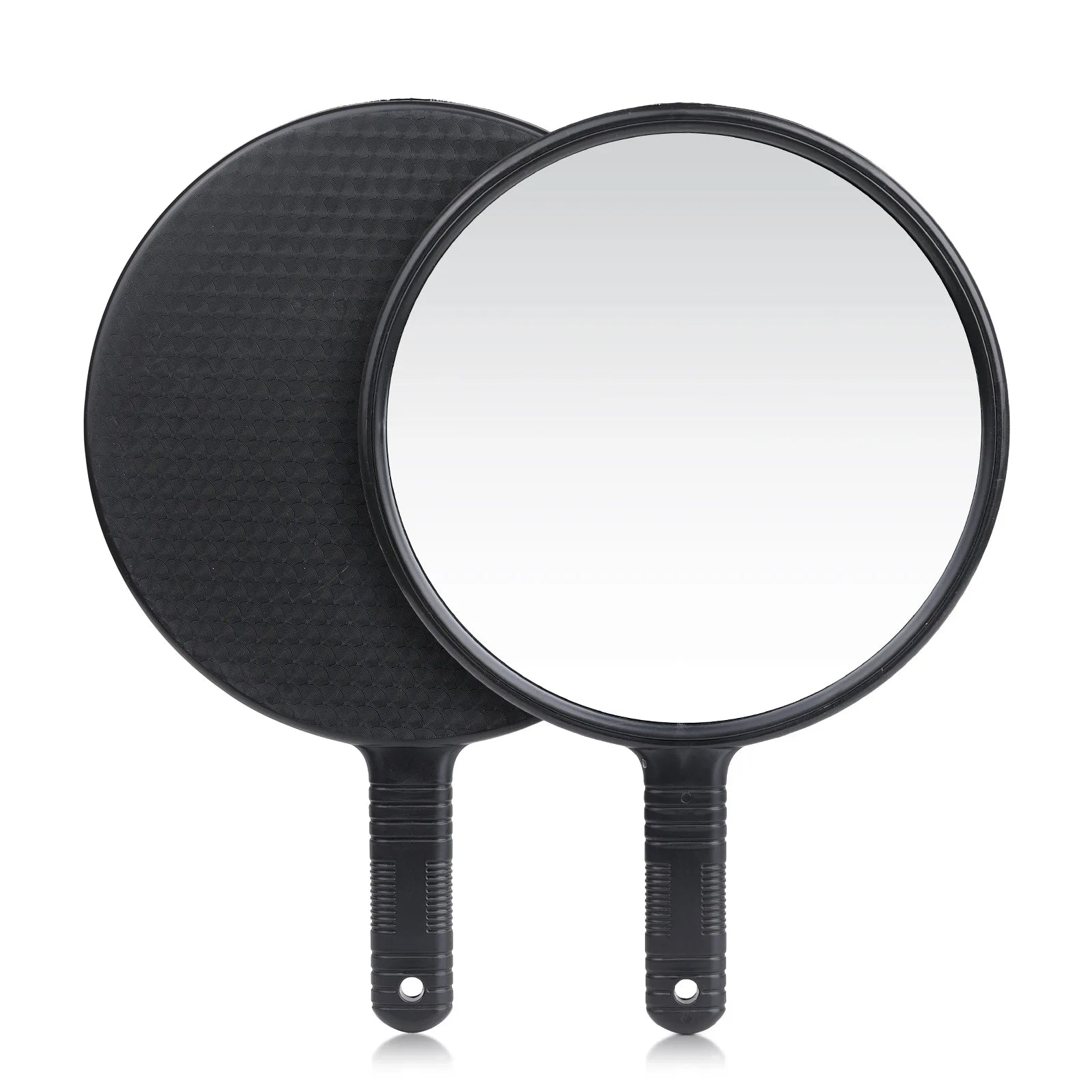 Large-sized Handheld Mirror for Beauty and Hair Care, Round Handle, Makeup and Rearview Mirror