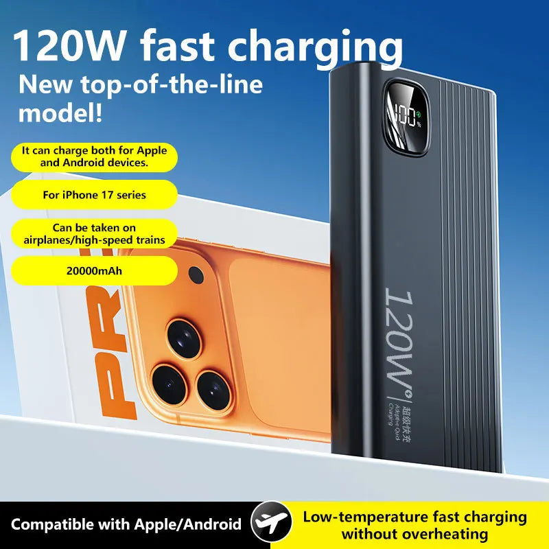500000mAh Power Bank 120W Super Fast Charging Portable Mobile Power Digital Display Ultralarge Capacity External Battery 2026