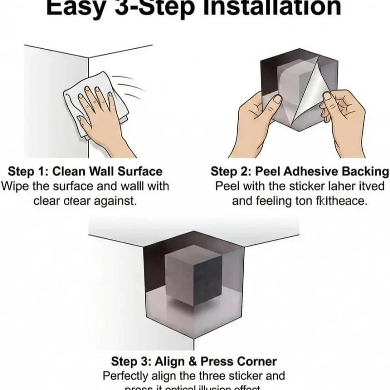30x30cm Impossible Corners Wall Art That Reshapes Reality Illusionary Optical Illusion Wall Art Sticker Abstract Home Decoration